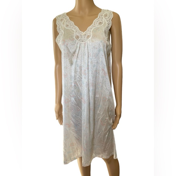 Vanity Fair Vintage 60s Boho Pastel Floral Two Piece Lingerie Slip Peignoir Set - Picture 2 of 16